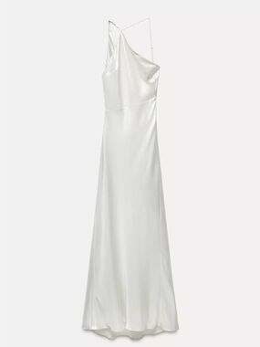 NWT Zara One-Shoulder Satin White Gown